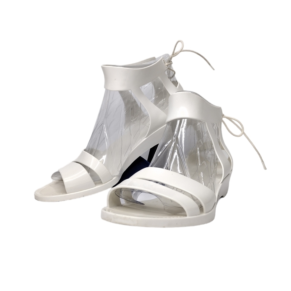 See By Chloe Amy Women's White Rubber Lace-Up Jelly Sandals Sz 7